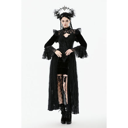 Dark in Love Women's Victorian Bolero Erzebeth Shrug Black Lace Bell - QHA UK