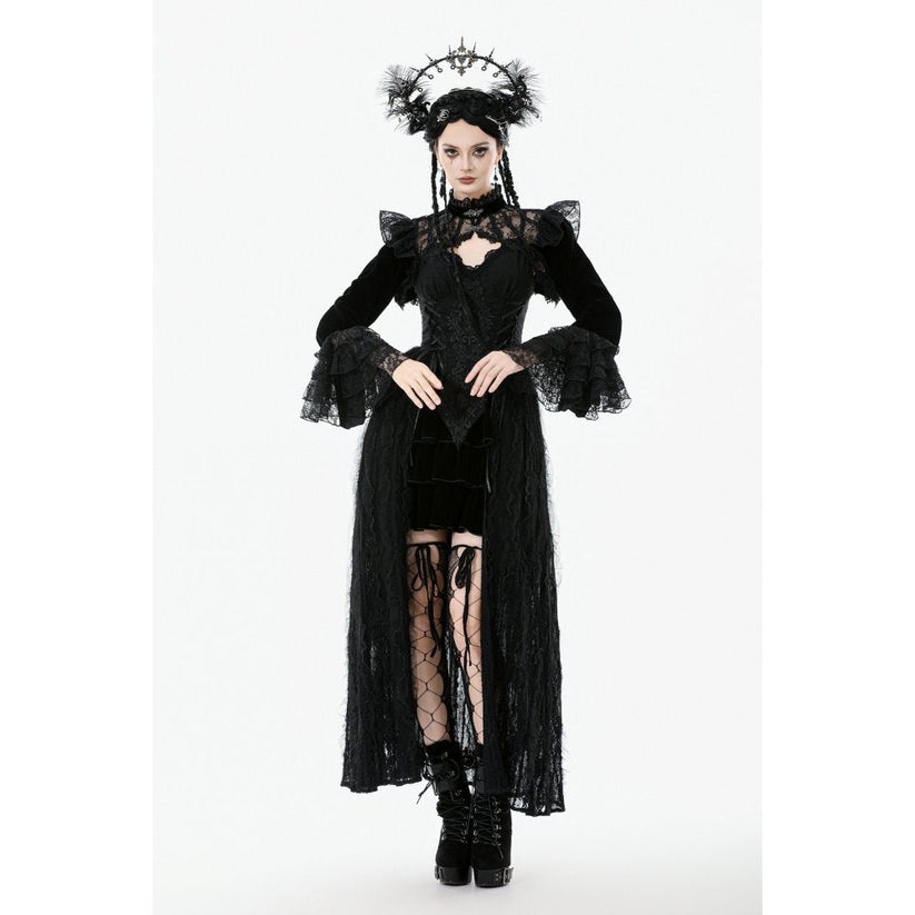 Dark in Love Women's Victorian Bolero Erzebeth Shrug Black Lace Bell - QHA UK