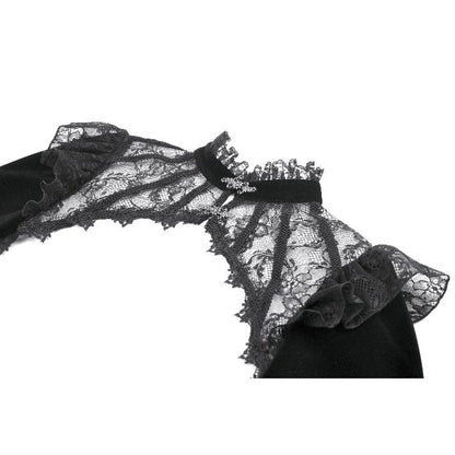 Dark in Love Women's Victorian Bolero Erzebeth Shrug Black Lace Bell - QHA UK