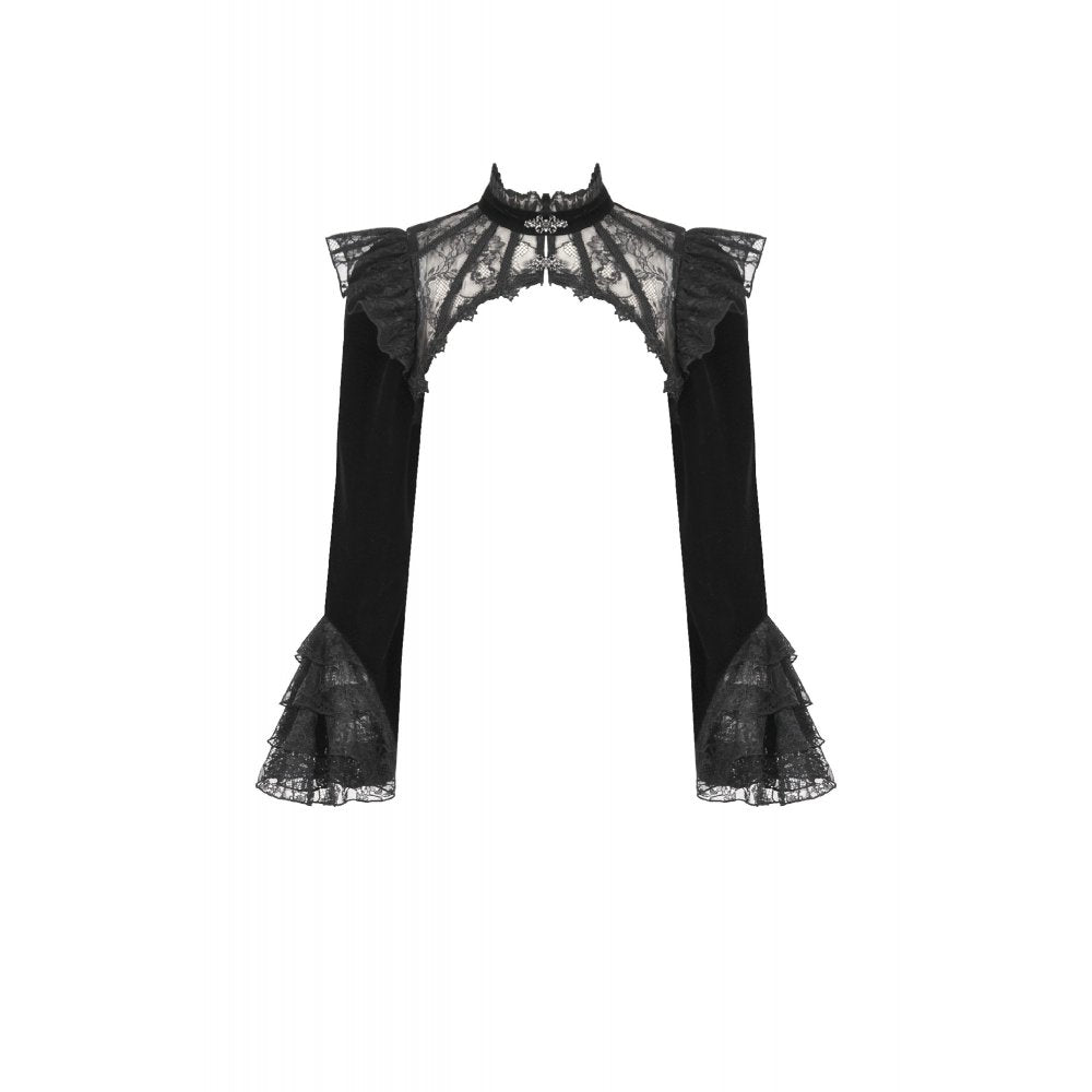Dark in Love Women's Victorian Bolero Erzebeth Shrug Black Lace Bell - QHA UK