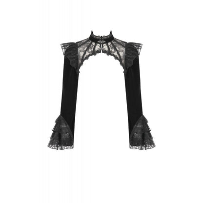 Dark in Love Women's Victorian Bolero Erzebeth Shrug Black Lace Bell - QHA UK