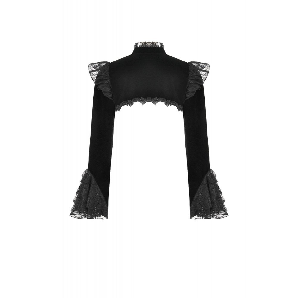 Dark in Love Women's Victorian Bolero Erzebeth Shrug Black Lace Bell - QHA UK