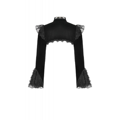 Dark in Love Women's Victorian Bolero Erzebeth Shrug Black Lace Bell - QHA UK
