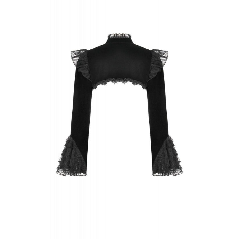 Dark in Love Women's Victorian Bolero Erzebeth Shrug Black Lace Bell - QHA UK