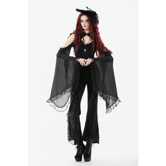 Dark in Love Women's Trousers Erzebeth Velvet Lace Flare UK 8-22 - QHA UK