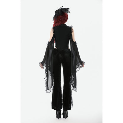 Dark in Love Women's Trousers Erzebeth Velvet Lace Flare UK 8-22 - QHA UK