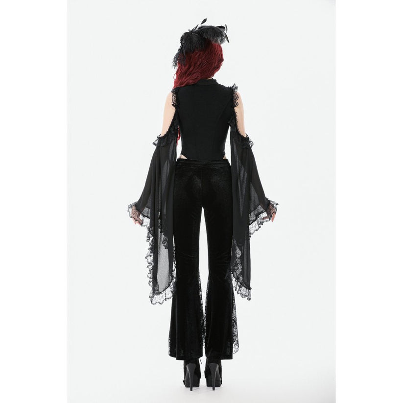 Dark in Love Women's Trousers Erzebeth Velvet Lace Flare UK 8-22 - QHA UK