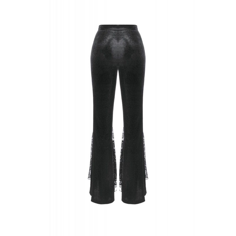 Dark in Love Women's Trousers Erzebeth Velvet Lace Flare UK 8-22 - QHA UK