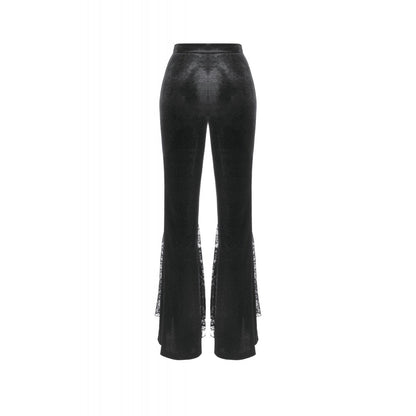 Dark in Love Women's Trousers Erzebeth Velvet Lace Flare UK 8-22 - QHA UK