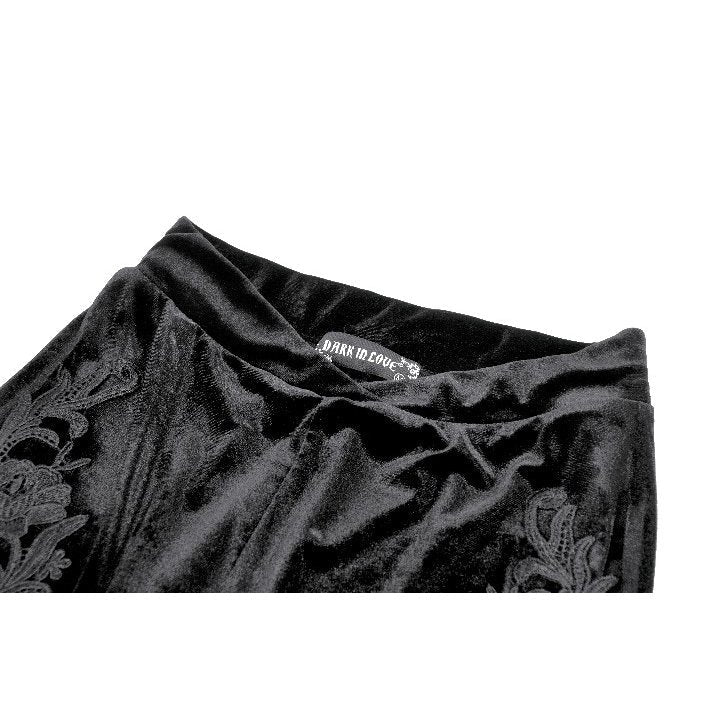 Dark in Love Women's Trousers Erzebeth Velvet Lace Flare UK 8-22 - QHA UK