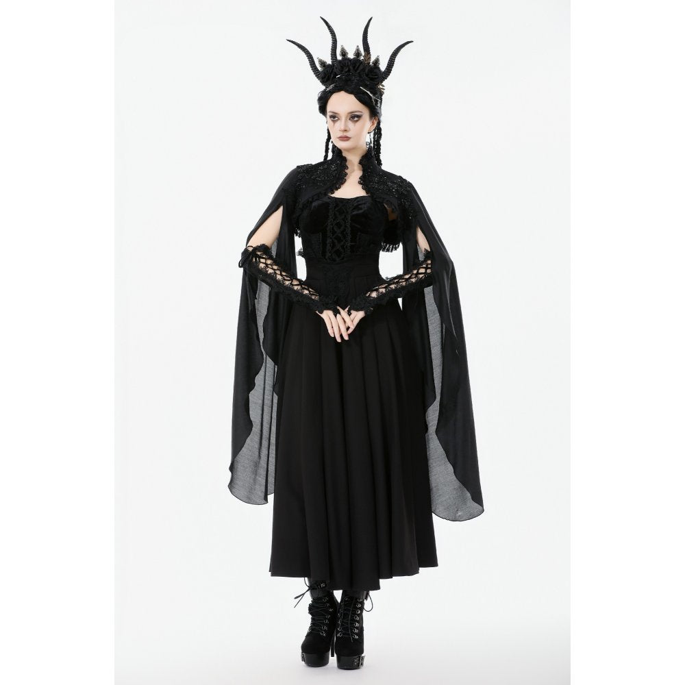 Dark in Love Women's Gothic Shrug Erzsébet Dramatic Lace Cape UK 8-22 - QHA UK