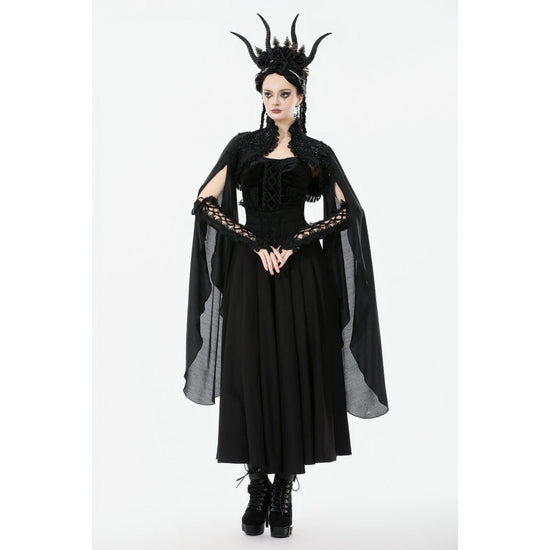 Dark in Love Women's Gothic Shrug Erzsébet Dramatic Lace Cape UK 8-22 - QHA UK
