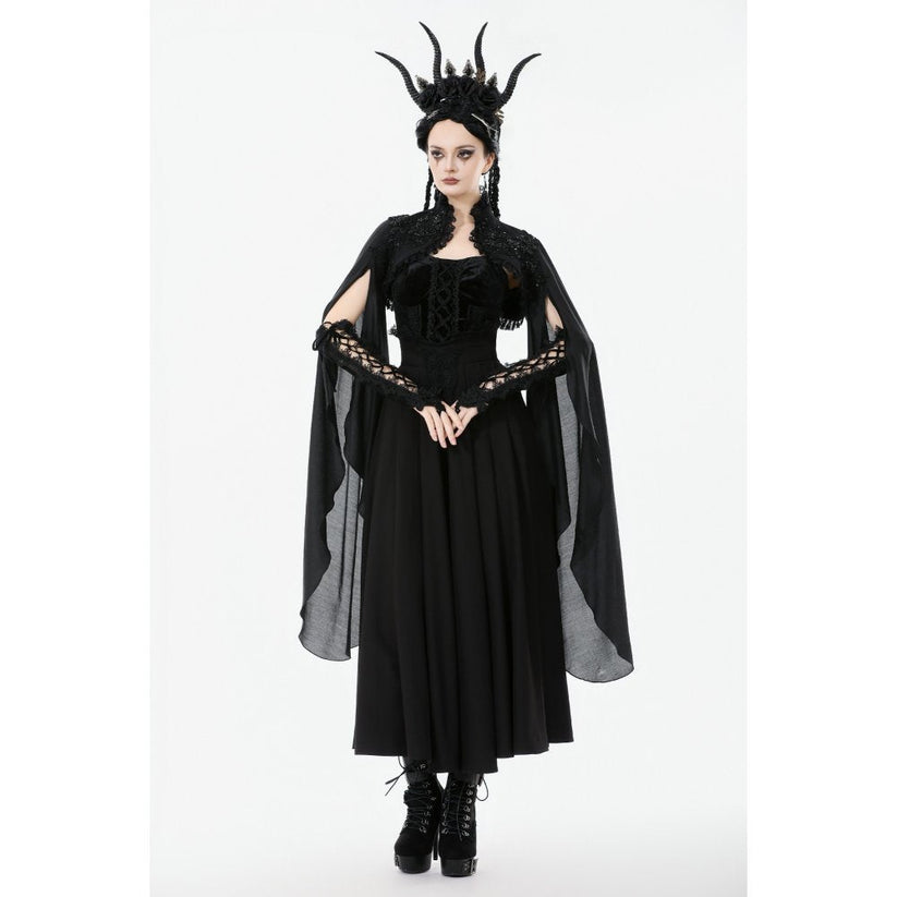 Dark in Love Women's Gothic Shrug Erzsébet Dramatic Lace Cape UK 8-22 - QHA UK