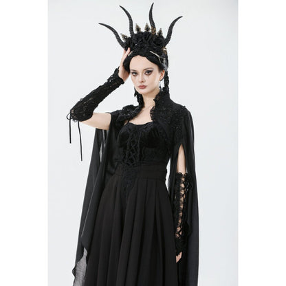 Dark in Love Women's Gothic Shrug Erzsébet Dramatic Lace Cape UK 8-22 - QHA UK