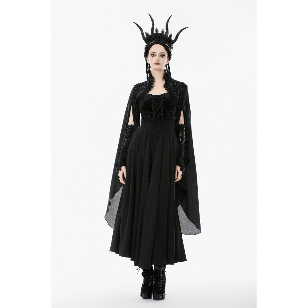 Dark in Love Women's Gothic Shrug Erzsébet Dramatic Lace Cape UK 8-22 - QHA UK