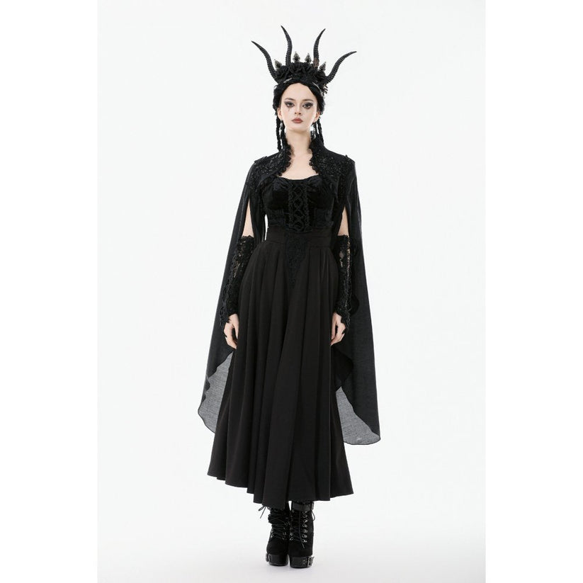 Dark in Love Women's Gothic Shrug Erzsébet Dramatic Lace Cape UK 8-22 - QHA UK