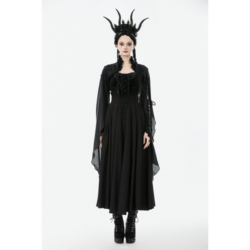 Dark in Love Women's Gothic Shrug Erzsébet Dramatic Lace Cape UK 8-22 - QHA UK