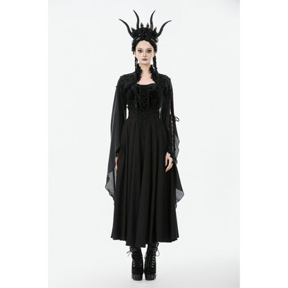 Dark in Love Women's Gothic Shrug Erzsébet Dramatic Lace Cape UK 8-22 - QHA UK