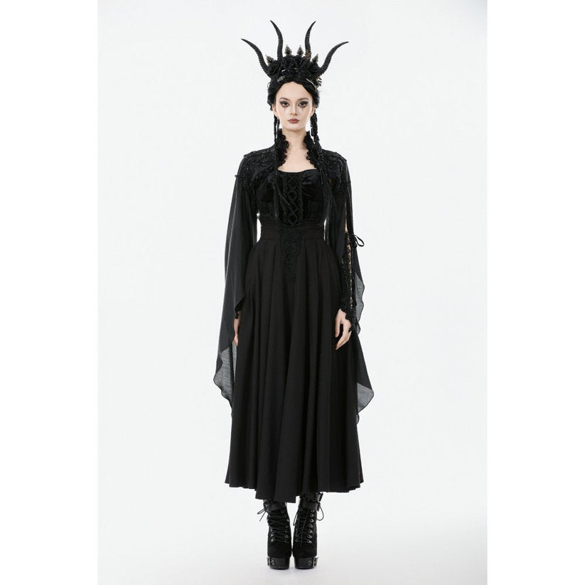 Dark in Love Women's Gothic Shrug Erzsébet Dramatic Lace Cape UK 8-22 - QHA UK