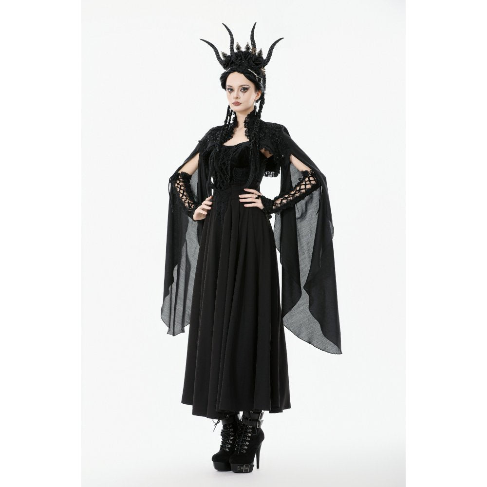 Dark in Love Women's Gothic Shrug Erzsébet Dramatic Lace Cape UK 8-22 - QHA UK