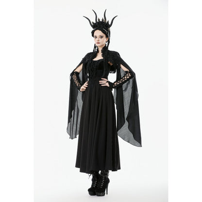 Dark in Love Women's Gothic Shrug Erzsébet Dramatic Lace Cape UK 8-22 - QHA UK
