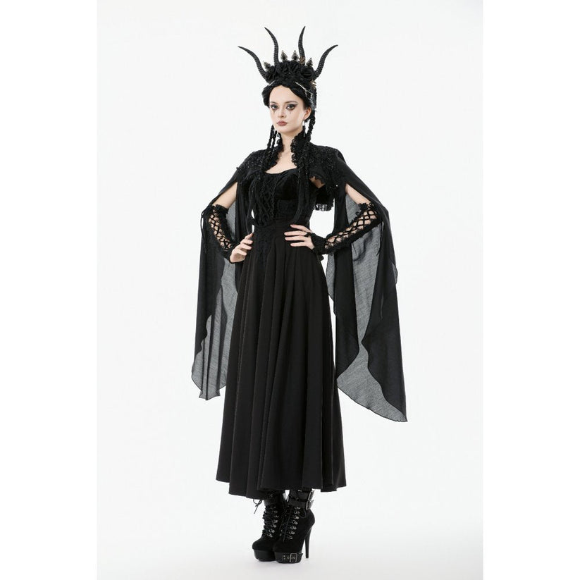 Dark in Love Women's Gothic Shrug Erzsébet Dramatic Lace Cape UK 8-22 - QHA UK