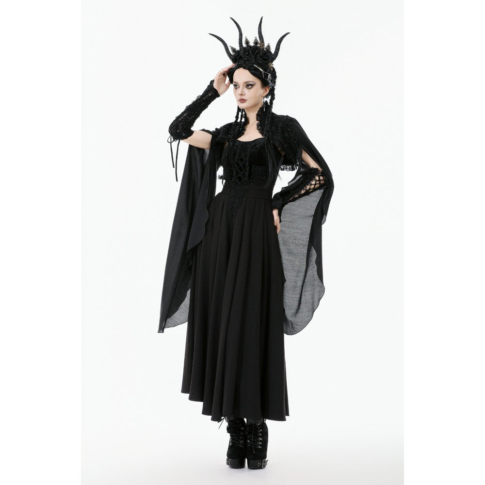 Dark in Love Women's Gothic Shrug Erzsébet Dramatic Lace Cape UK 8-22 - QHA UK