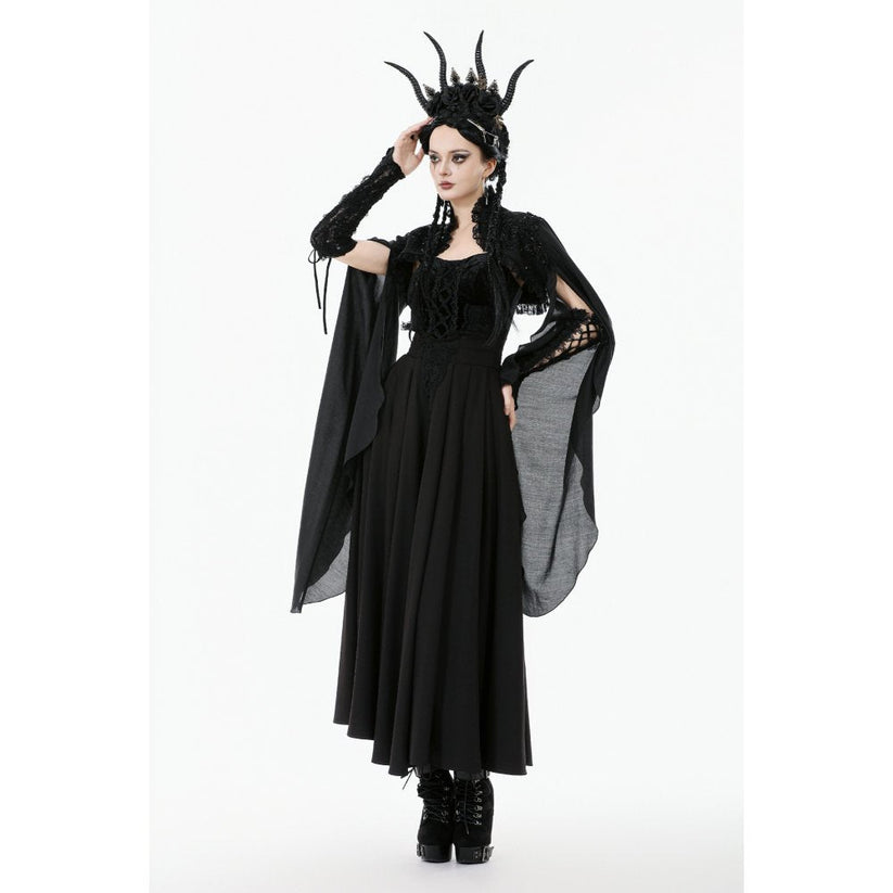 Dark in Love Women's Gothic Shrug Erzsébet Dramatic Lace Cape UK 8-22 - QHA UK