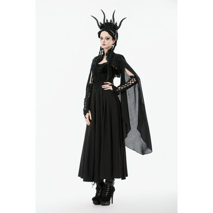 Dark in Love Women's Gothic Shrug Erzsébet Dramatic Lace Cape UK 8-22 - QHA UK
