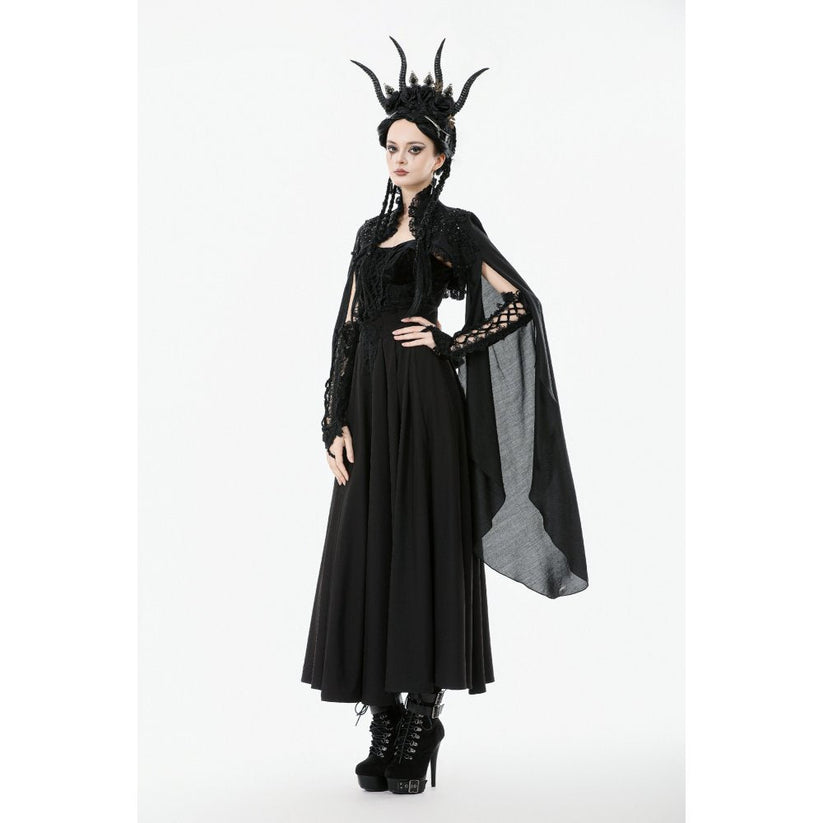 Dark in Love Women's Gothic Shrug Erzsébet Dramatic Lace Cape UK 8-22 - QHA UK