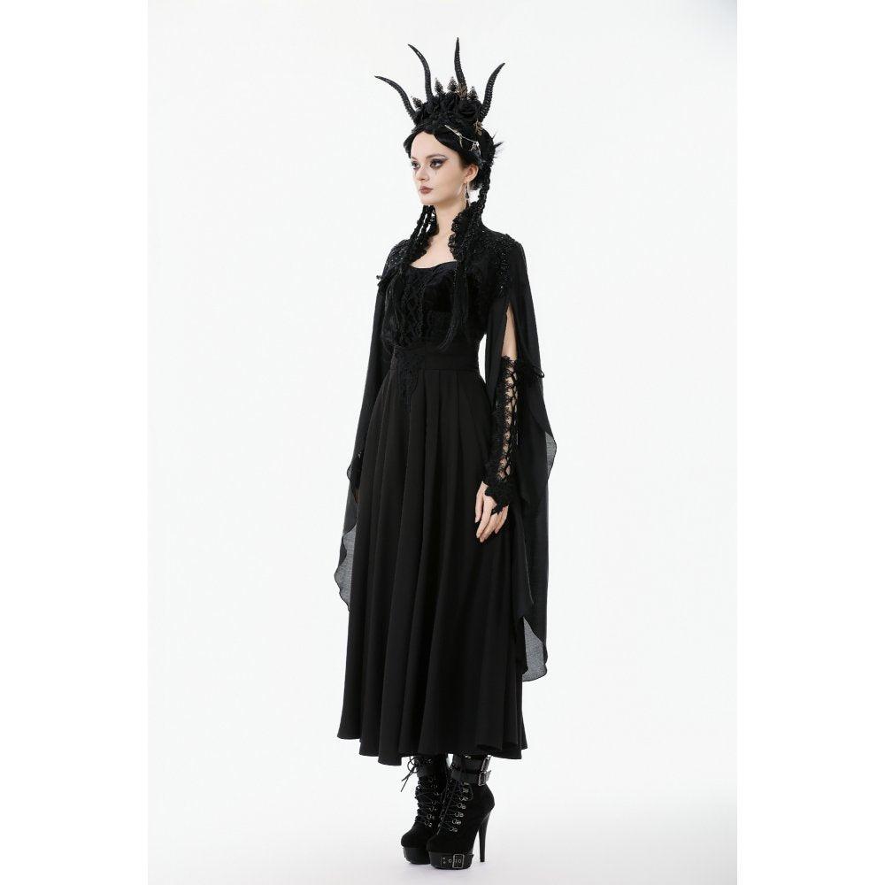 Dark in Love Women's Gothic Shrug Erzsébet Dramatic Lace Cape UK 8-22 - QHA UK