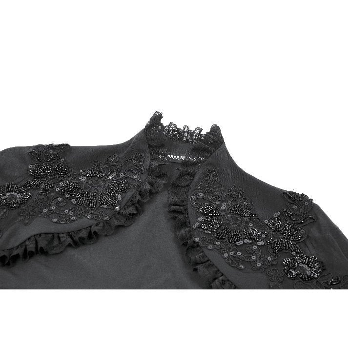 Dark in Love Women's Gothic Shrug Erzsébet Dramatic Lace Cape UK 8-22 - QHA UK