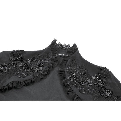 Dark in Love Women's Gothic Shrug Erzsébet Dramatic Lace Cape UK 8-22 - QHA UK