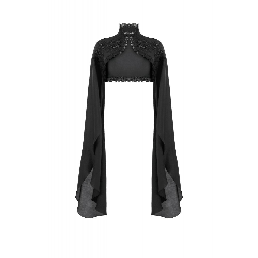 Dark in Love Women's Gothic Shrug Erzsébet Dramatic Lace Cape UK 8-22 - QHA UK