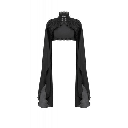 Dark in Love Women's Gothic Shrug Erzsébet Dramatic Lace Cape UK 8-22 - QHA UK
