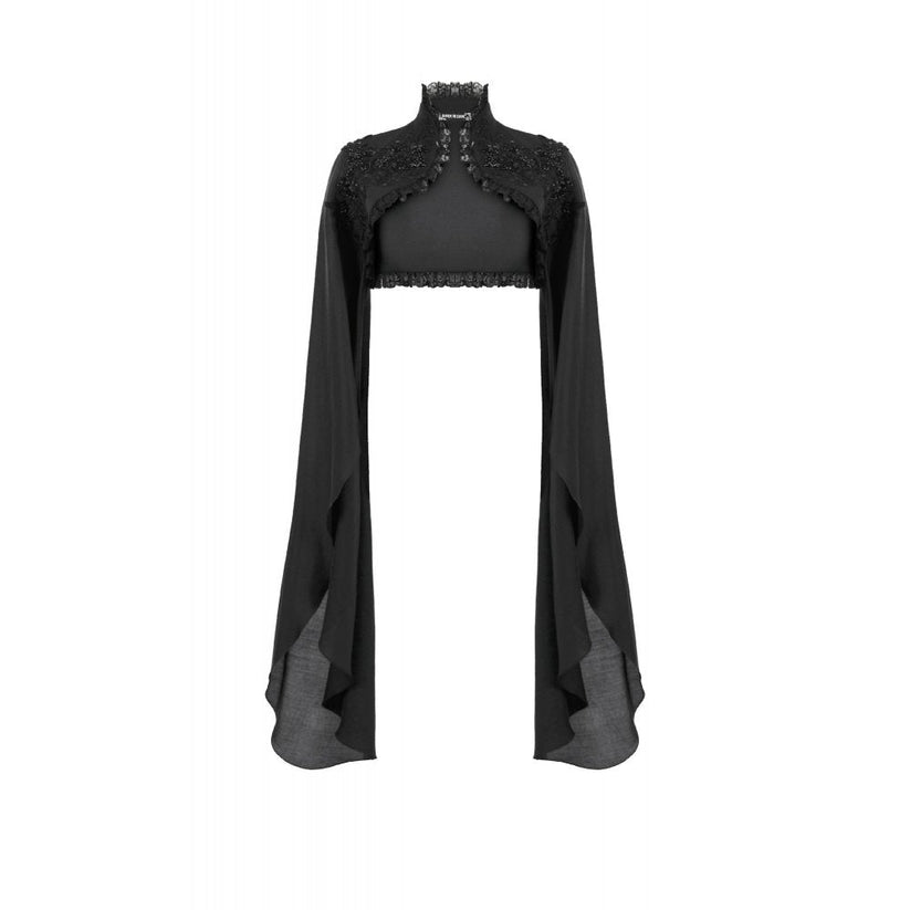 Dark in Love Women's Gothic Shrug Erzsébet Dramatic Lace Cape UK 8-22 - QHA UK