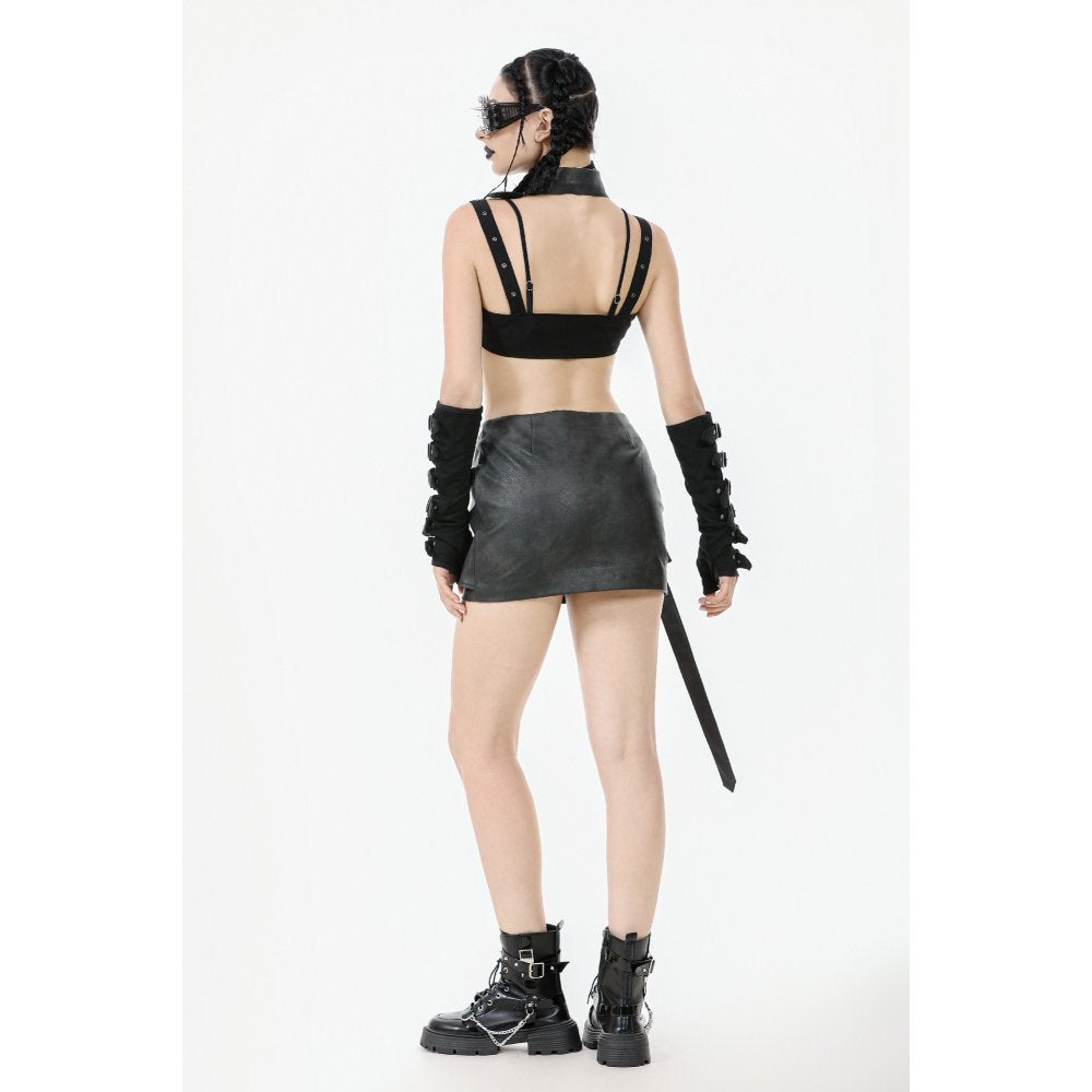 Dark in Love Women's Bodysuit Evangeline Buckled Utility Crop Top - QHA UK