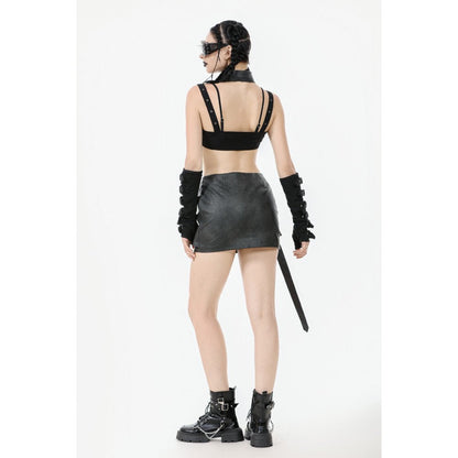 Dark in Love Women's Bodysuit Evangeline Buckled Utility Crop Top - QHA UK