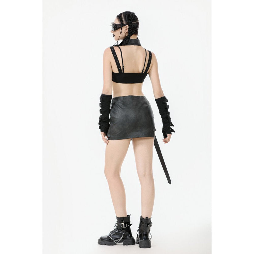 Dark in Love Women's Bodysuit Evangeline Buckled Utility Crop Top - QHA UK