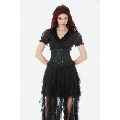 Dark in Love Corset Evelina Metal-Boned Waist UK 8-18 - Waistband Detail - QHA UK