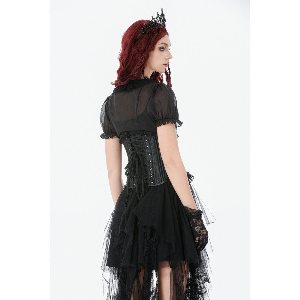 Dark in Love Corset Evelina Metal-Boned Waist UK 8-18 - Waistband Detail - QHA UK
