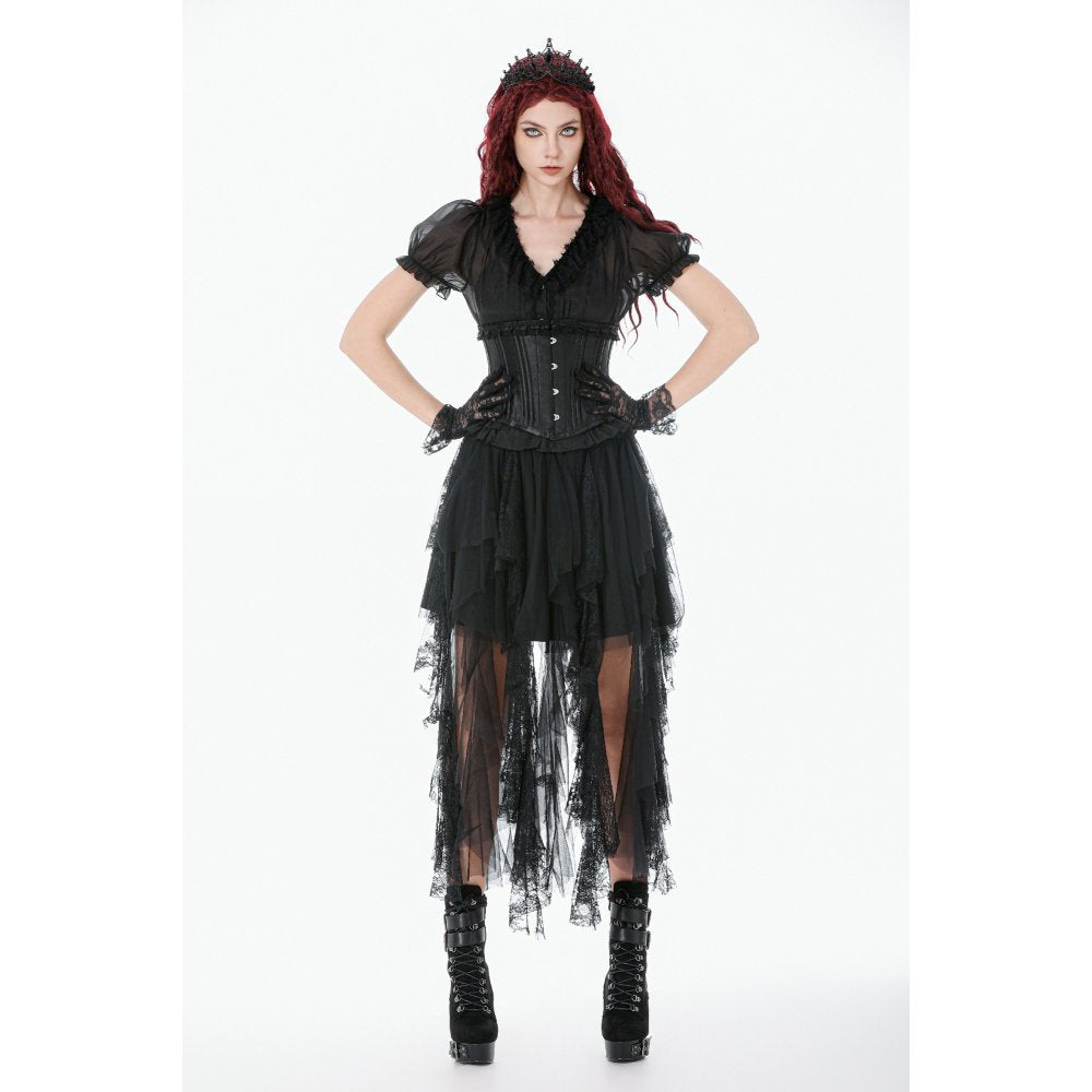 Dark in Love Corset Evelina Metal-Boned Waist UK 8-18 - Waistband Detail - QHA UK