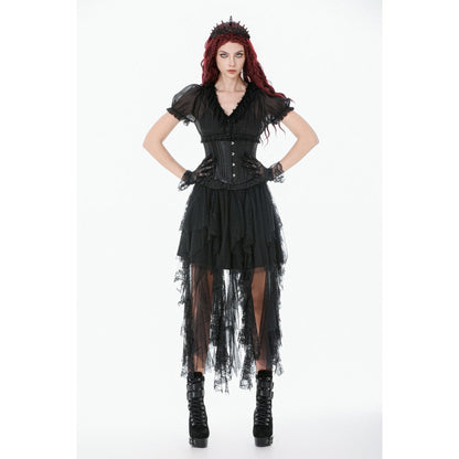 Dark in Love Corset Evelina Metal-Boned Waist UK 8-18 - Waistband Detail - QHA UK