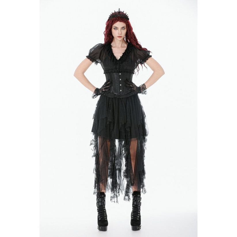 Dark in Love Corset Evelina Metal-Boned Waist UK 8-18 - Waistband Detail - QHA UK