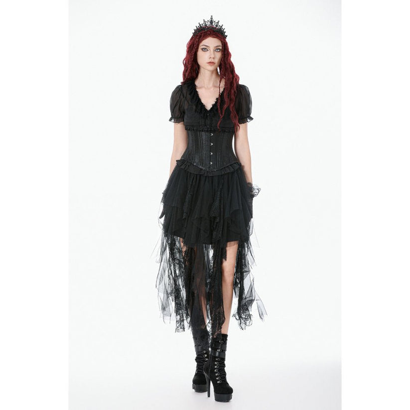 Dark in Love Corset Evelina Metal-Boned Waist UK 8-18 - Waistband Detail - QHA UK