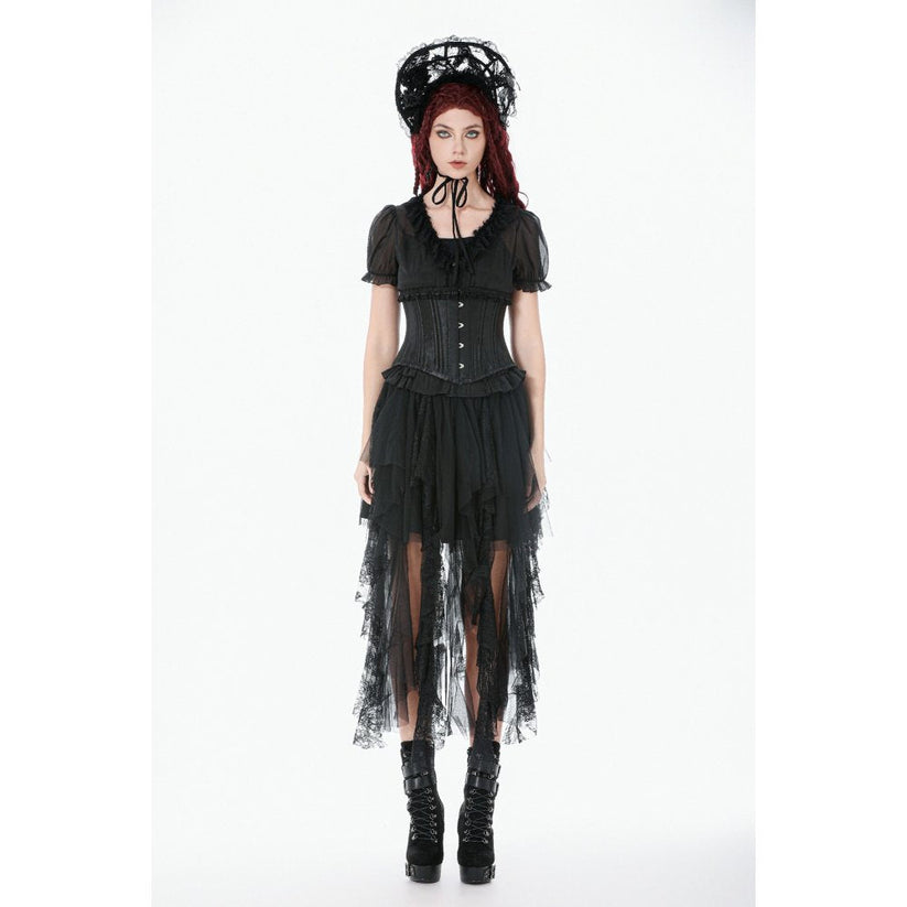 Dark in Love Corset Evelina Metal-Boned Waist UK 8-18 - Waistband Detail - QHA UK