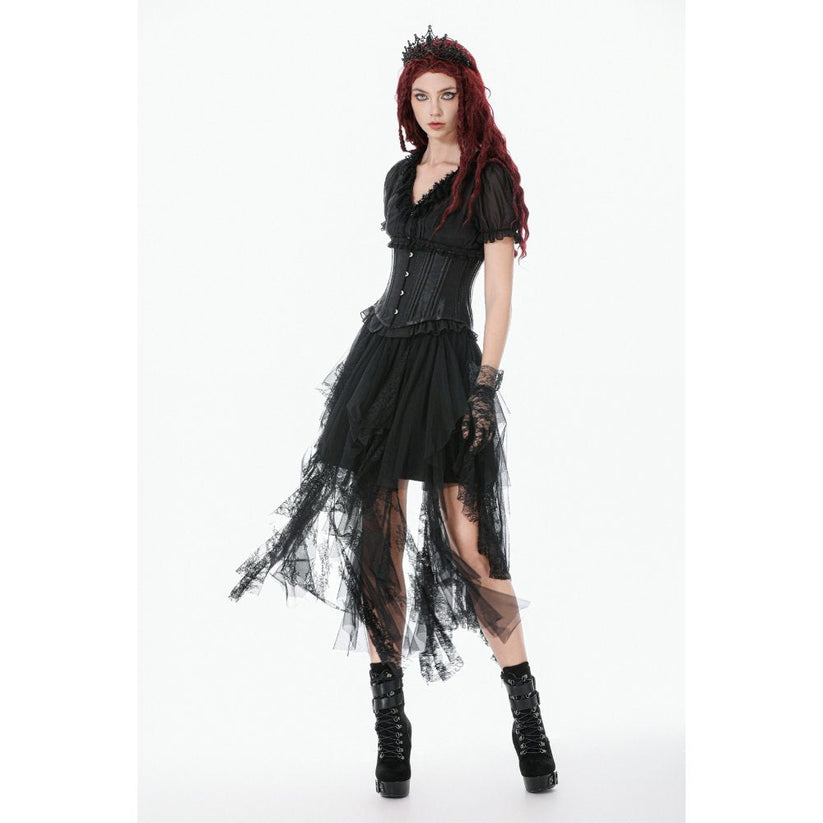 Dark in Love Corset Evelina Metal-Boned Waist UK 8-18 - Waistband Detail - QHA UK