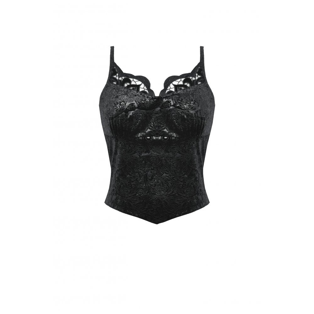 Dark In Love Freya Embossed Velvet Camisole – Gothic Lace Cami | QHA UK - QHA UK