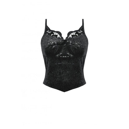 Dark In Love Freya Embossed Velvet Camisole – Gothic Lace Cami | QHA UK - QHA UK