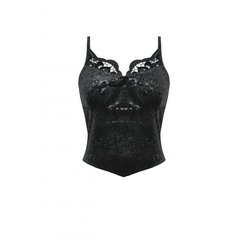 Dark In Love Freya Embossed Velvet Camisole – Gothic Lace Cami | QHA UK - QHA UK